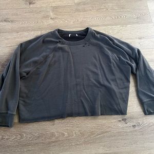 Aerie Distressed Crop Crewneck